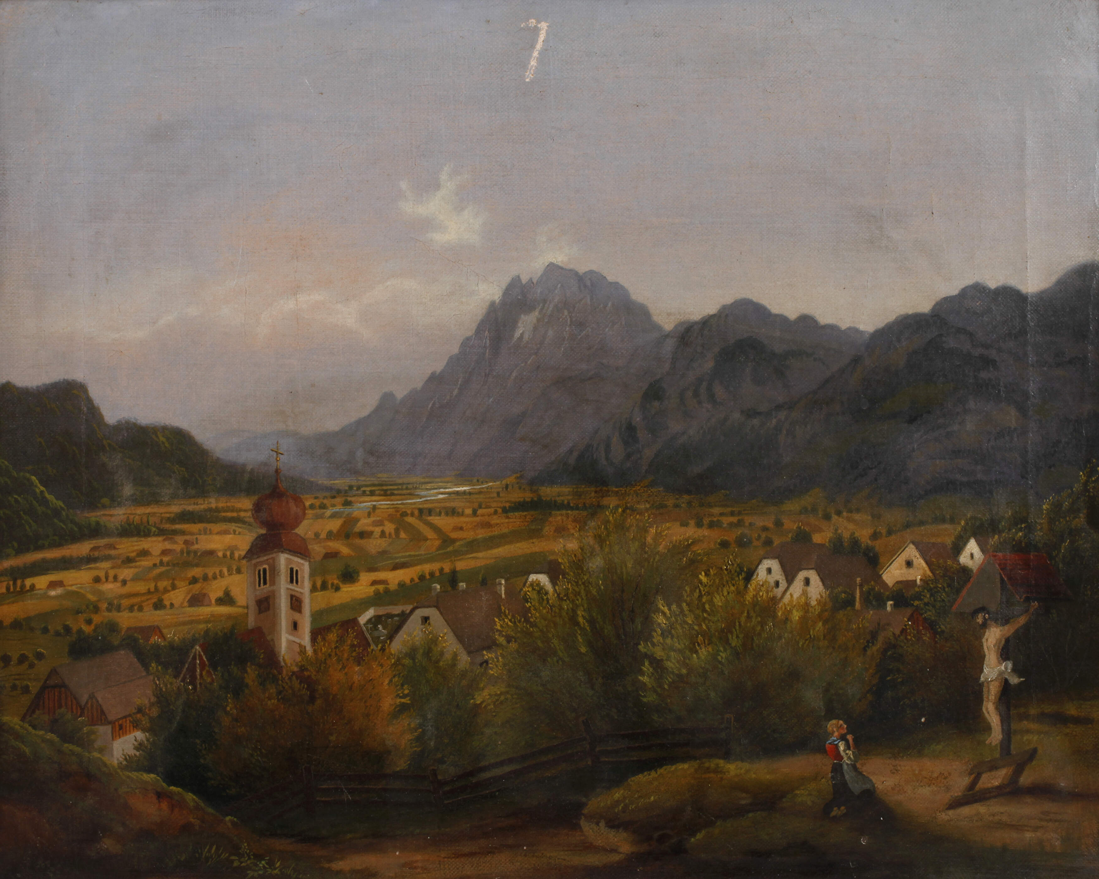 Dorf in Alpenlandschaft