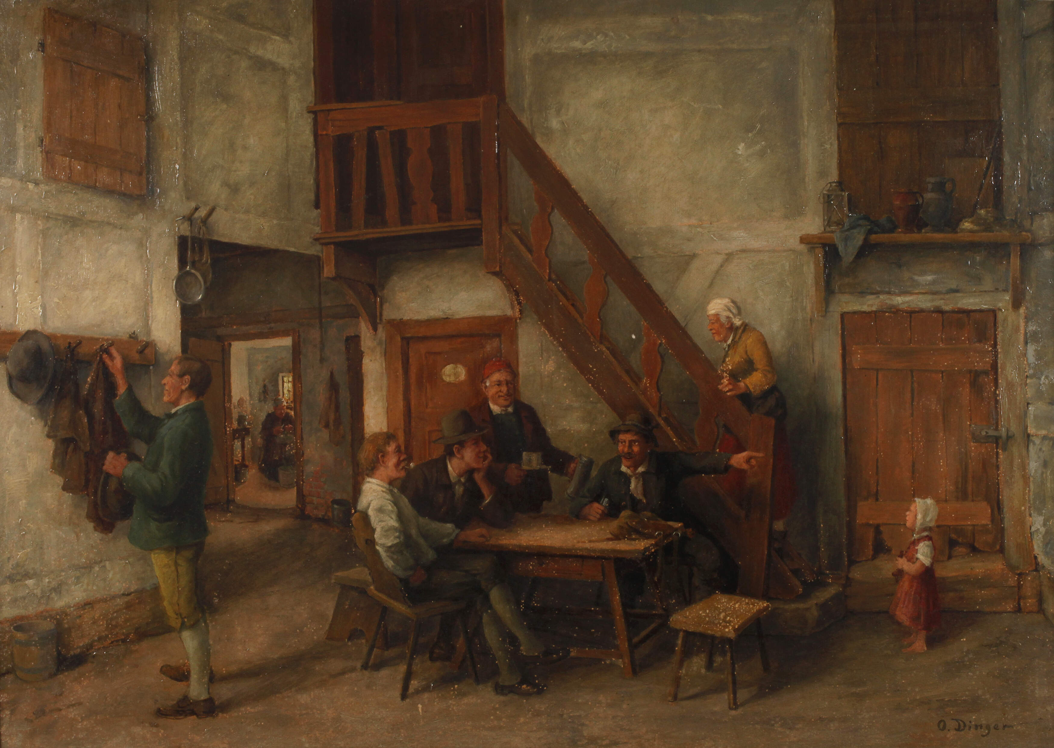 Otto Dinger, Zechende im Interieur