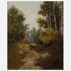 H. Eggert, Fuhrwerk in Waldlandschaft