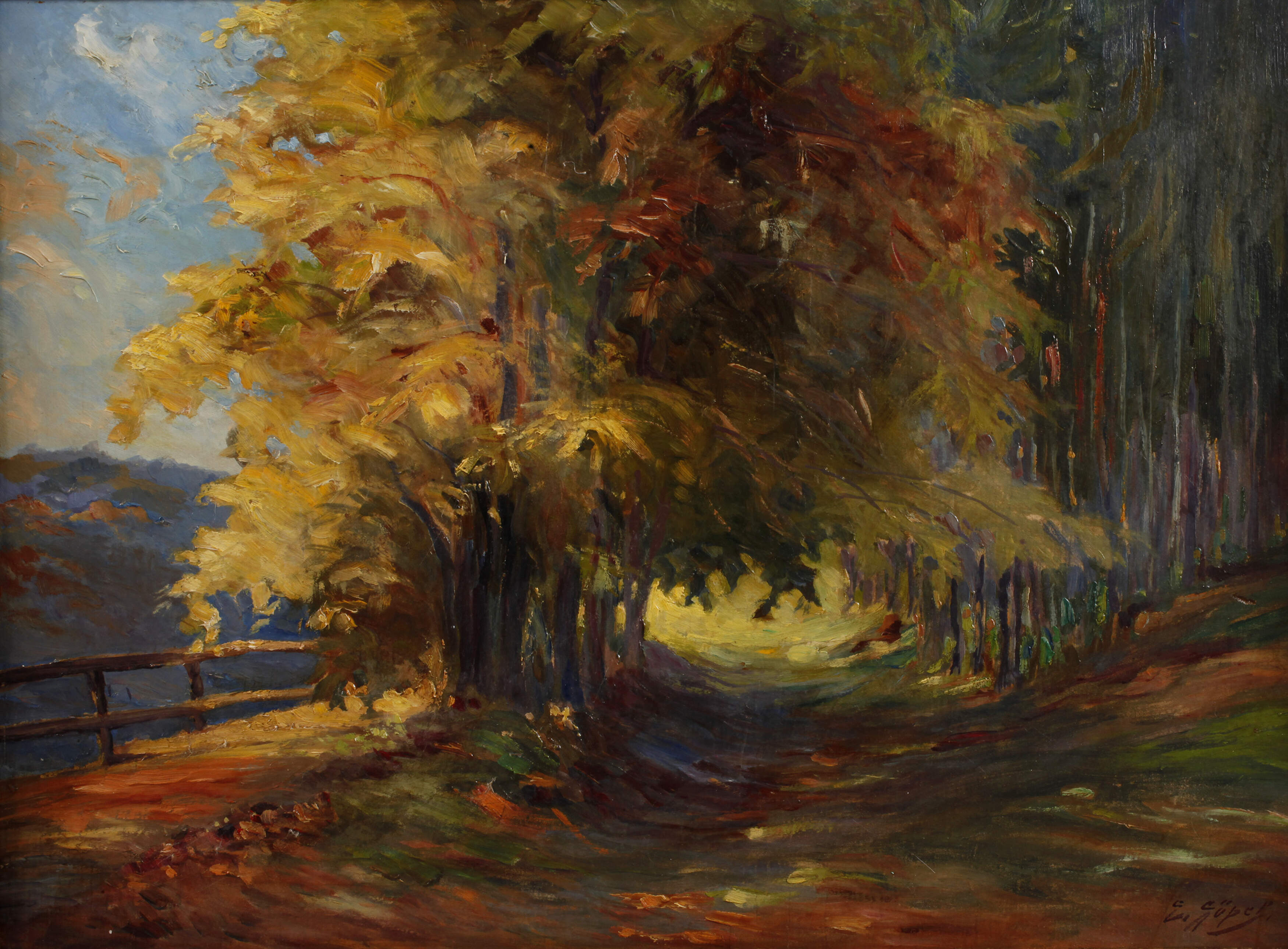 E. Göpel, Herbstlicher Waldweg