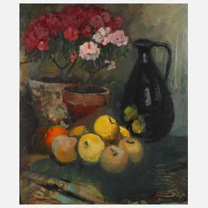 Horst Hausotte, Stillleben mit Blumen und Früchten