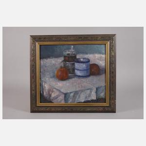 D, Hennig, "Stilleben mit 2 Äpfeln + Teeglas"