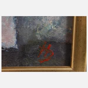 D, Hennig, "Stilleben mit 2 Äpfeln + Teeglas"