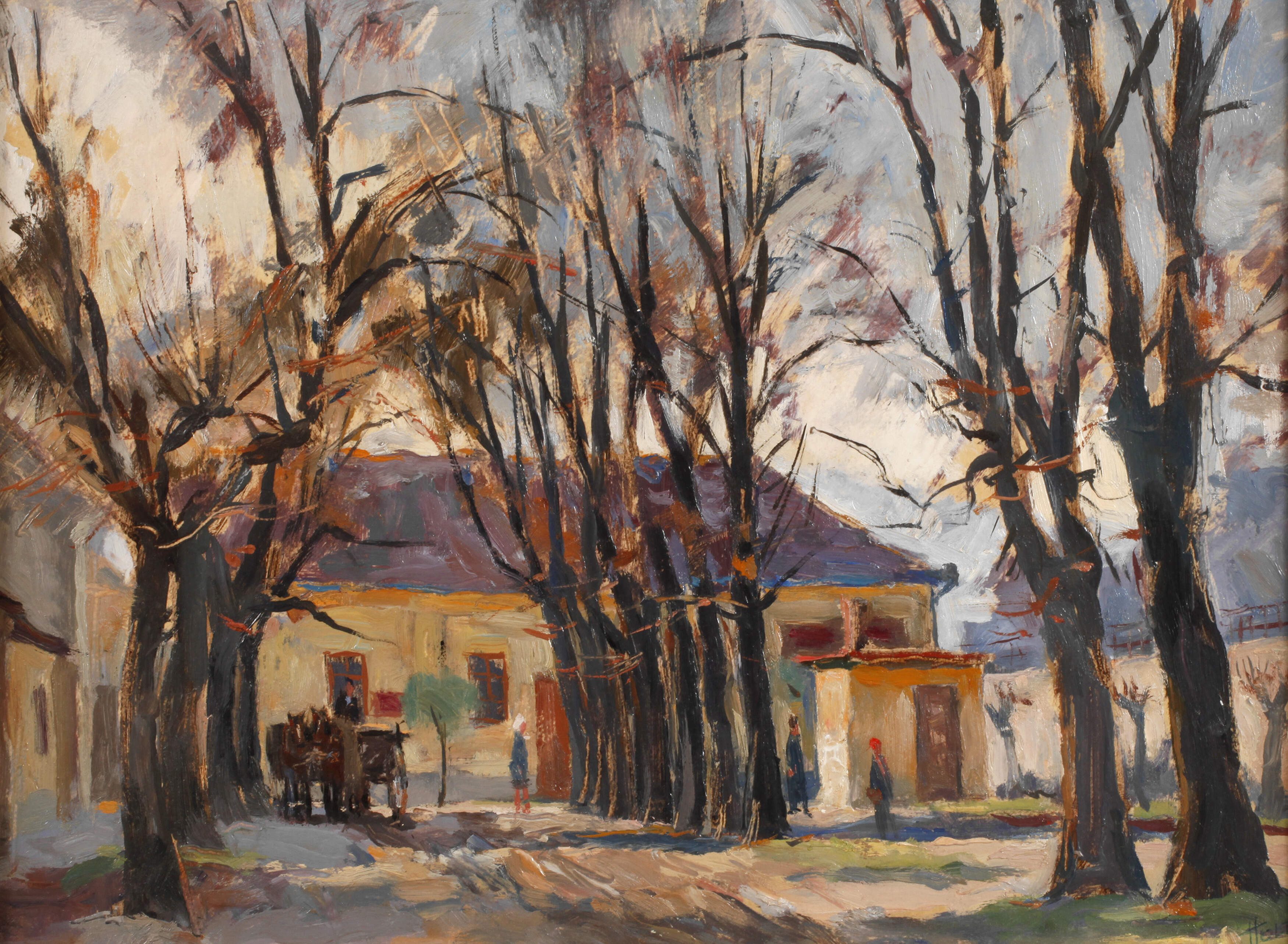 Tivadar Holba, Ungarische Dorfszene