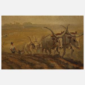 László Kézdi-Kovács, Pflügende ungarische Bauern