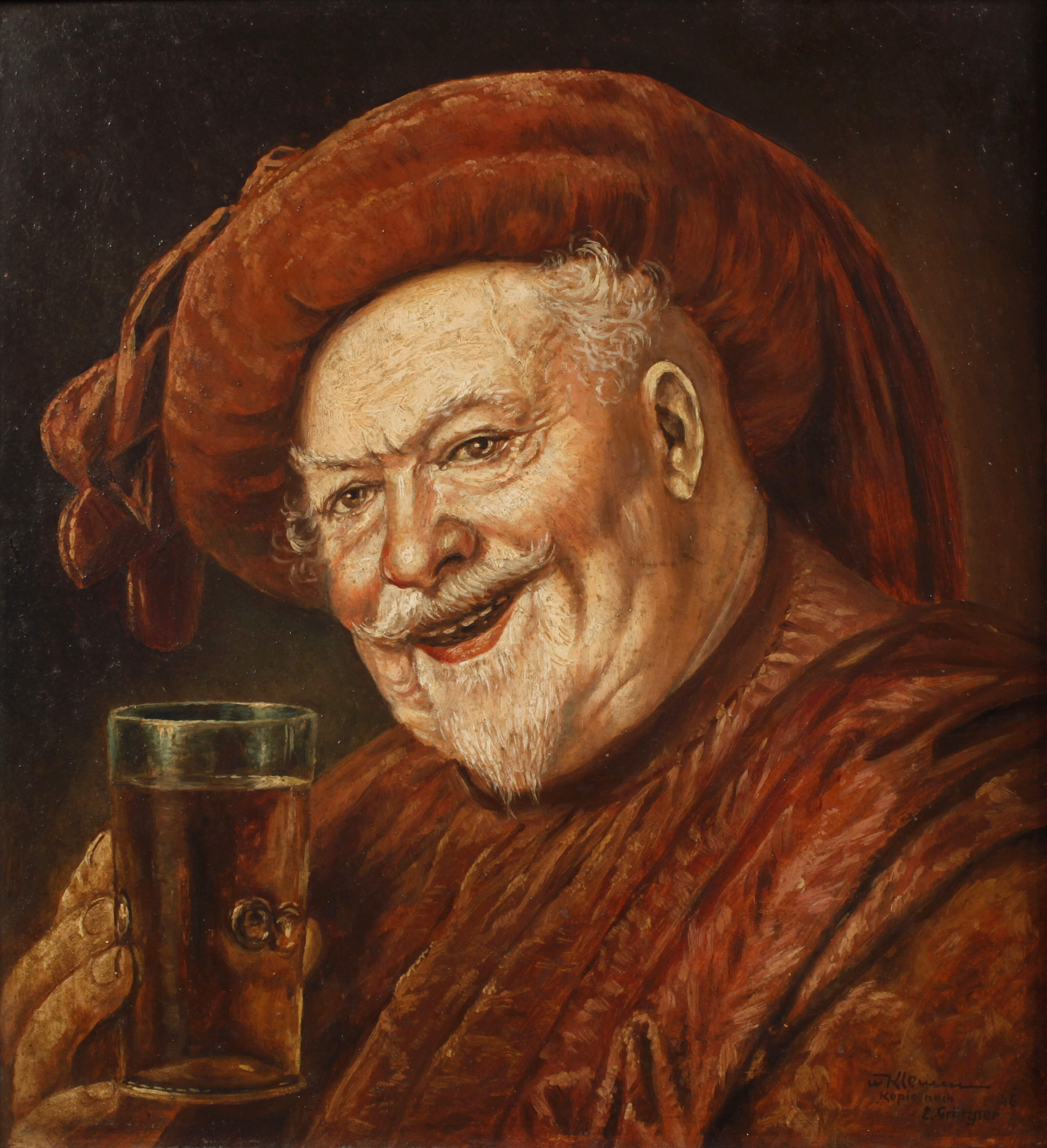 W. Klemm, Kopie nach Grützner "Falstaff"