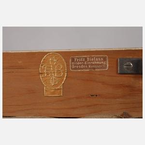 F. Krille, Magd vorm Bauernhof