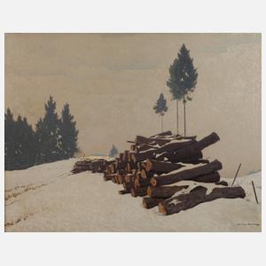 Willy Mulot, Brennholz im Schnee