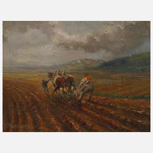 K. Reitschläger, Pflügender Bauer