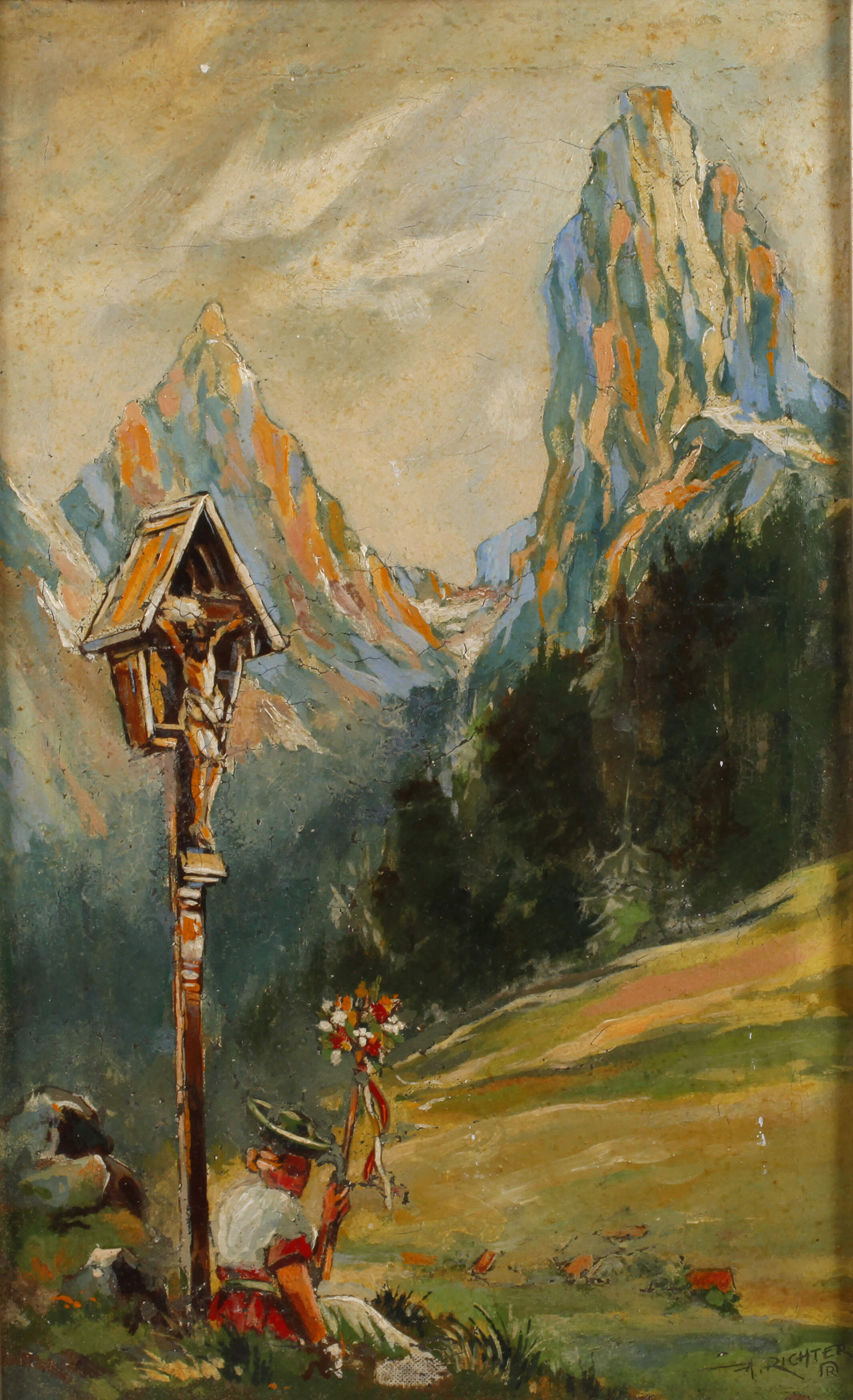 A. Richter, Maid am Marterl im Gebirge