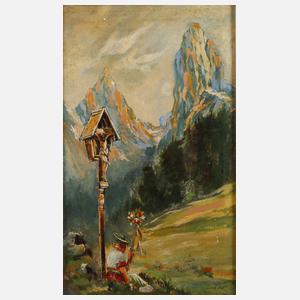 A. Richter, Maid am Marterl im Gebirge