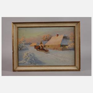 M. Wyszkowski, Pferdeschlitten in Winterlandschaft