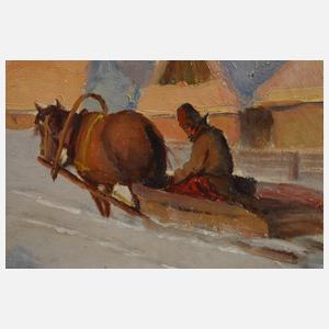 M. Wyszkowski, Pferdeschlitten in Winterlandschaft