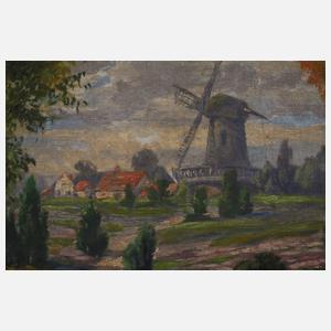 Heidelandschaft mit Windmühle