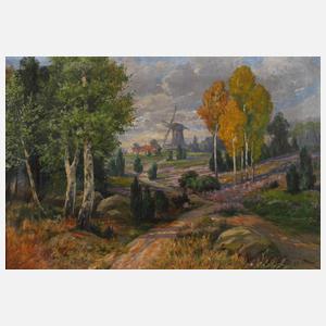 Heidelandschaft mit Windmühle