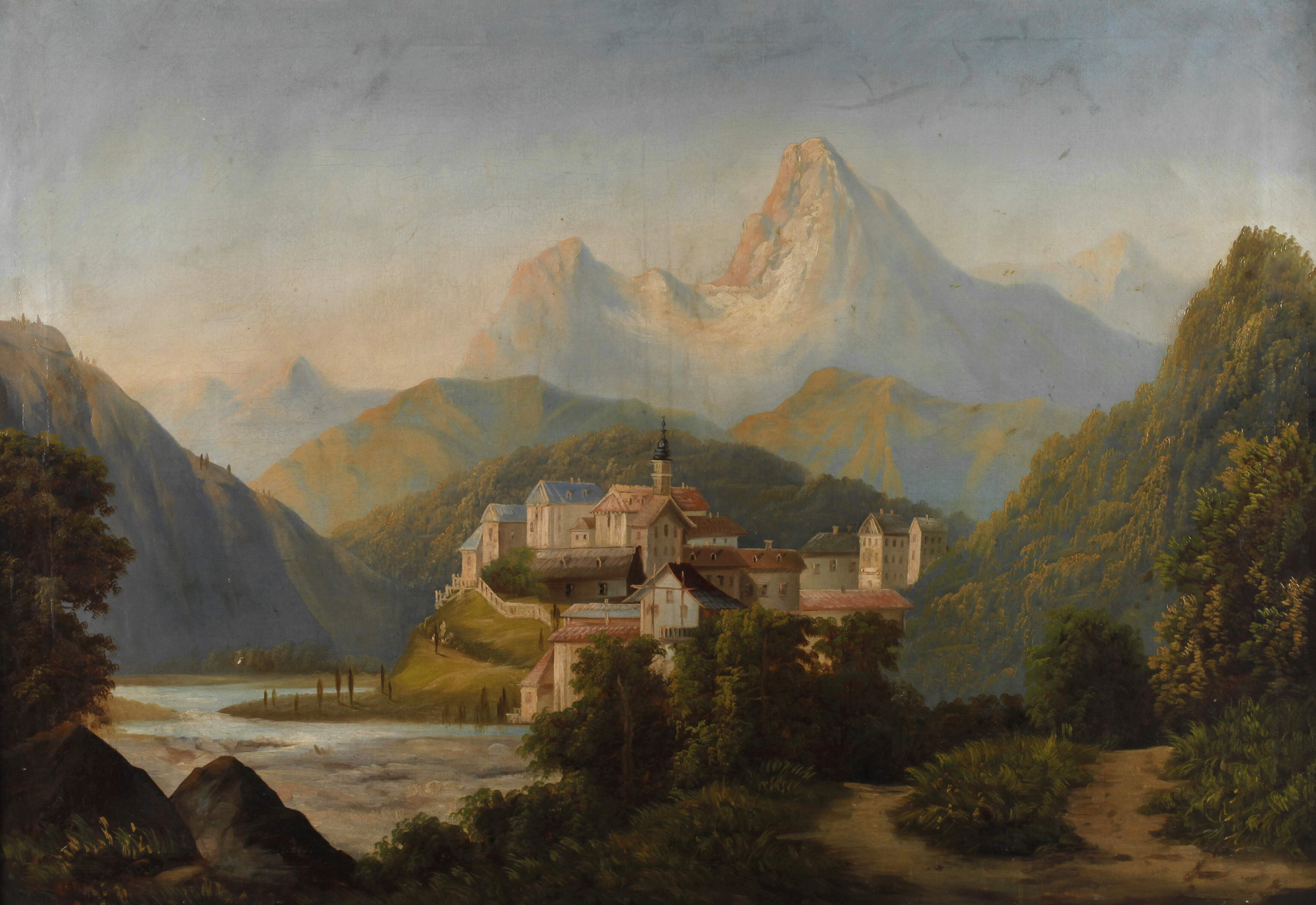 Kloster in alpiner Landschaft