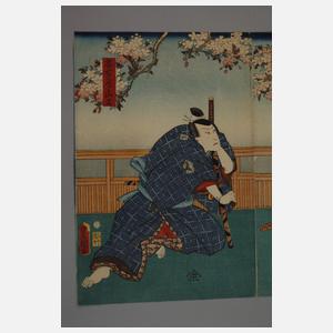 Dreiteiliger Farbholzschnitt Utagawa Kunisada (Toyokuni III.)