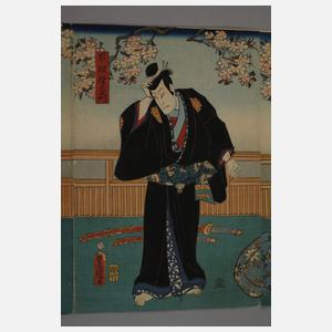 Dreiteiliger Farbholzschnitt Utagawa Kunisada (Toyokuni III.)