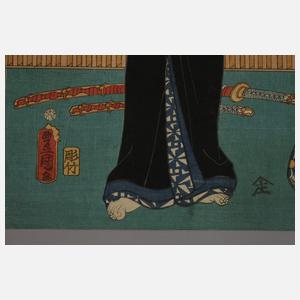 Dreiteiliger Farbholzschnitt Utagawa Kunisada (Toyokuni III.)