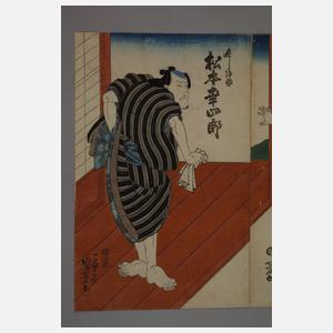 Dreiteiliger Farbholzschnitt Utagawa Kunisada (Toyokuni III.)