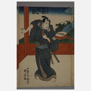 Dreiteiliger Farbholzschnitt Utagawa Kunisada (Toyokuni III.)