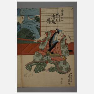 Dreiteiliger Farbholzschnitt Utagawa Kunisada (Toyokuni III.)