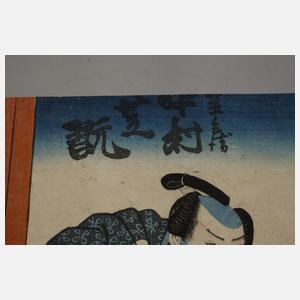 Dreiteiliger Farbholzschnitt Utagawa Kunisada (Toyokuni III.)