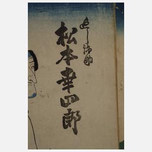 Dreiteiliger Farbholzschnitt Utagawa Kunisada (Toyokuni III.)