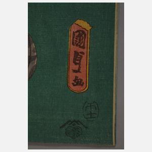Dreiteiliger Farbholzschnitt Utagawa Kunisada (Toyokuni III.)