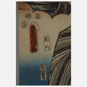 Drei Farbholzschnitte Utagawa Kunisada (Toyokuni III.)