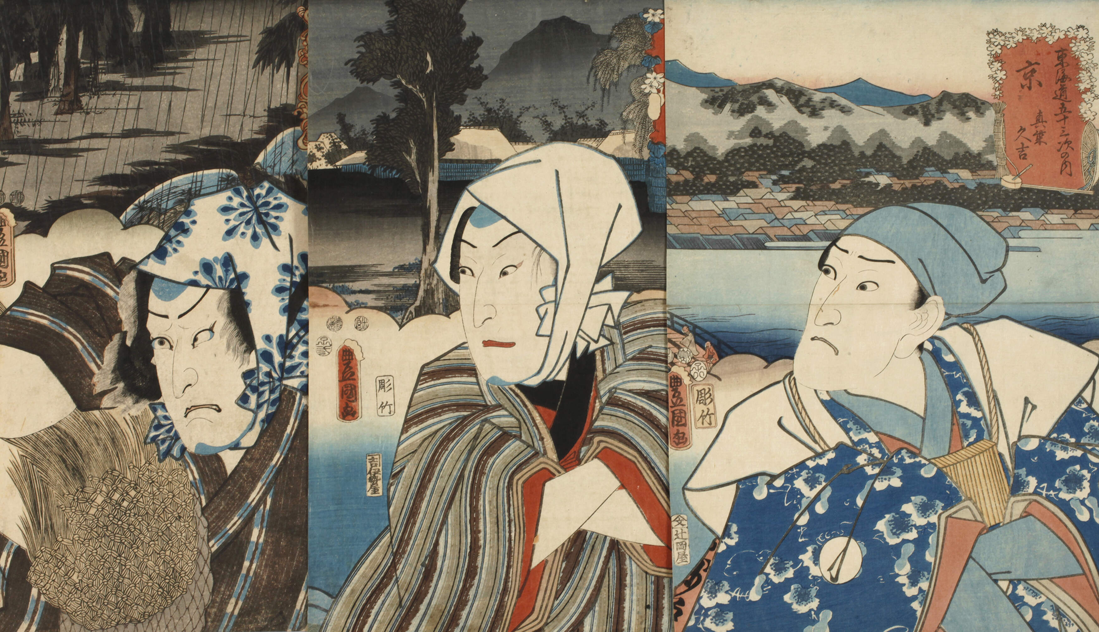 Drei Farbholzschnitte Utagawa Kunisada (Toyokuni III.)