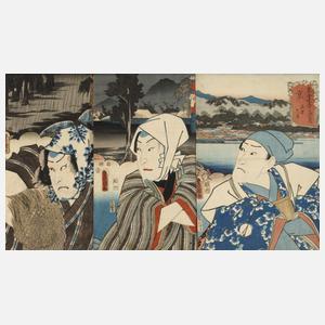 Drei Farbholzschnitte Utagawa Kunisada (Toyokuni III.)