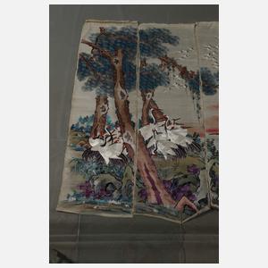 Vier Seidenstickereien