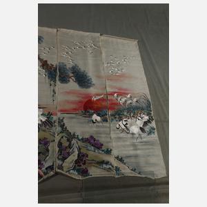 Vier Seidenstickereien