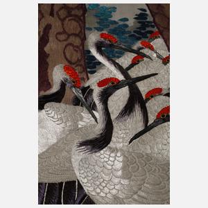 Vier Seidenstickereien