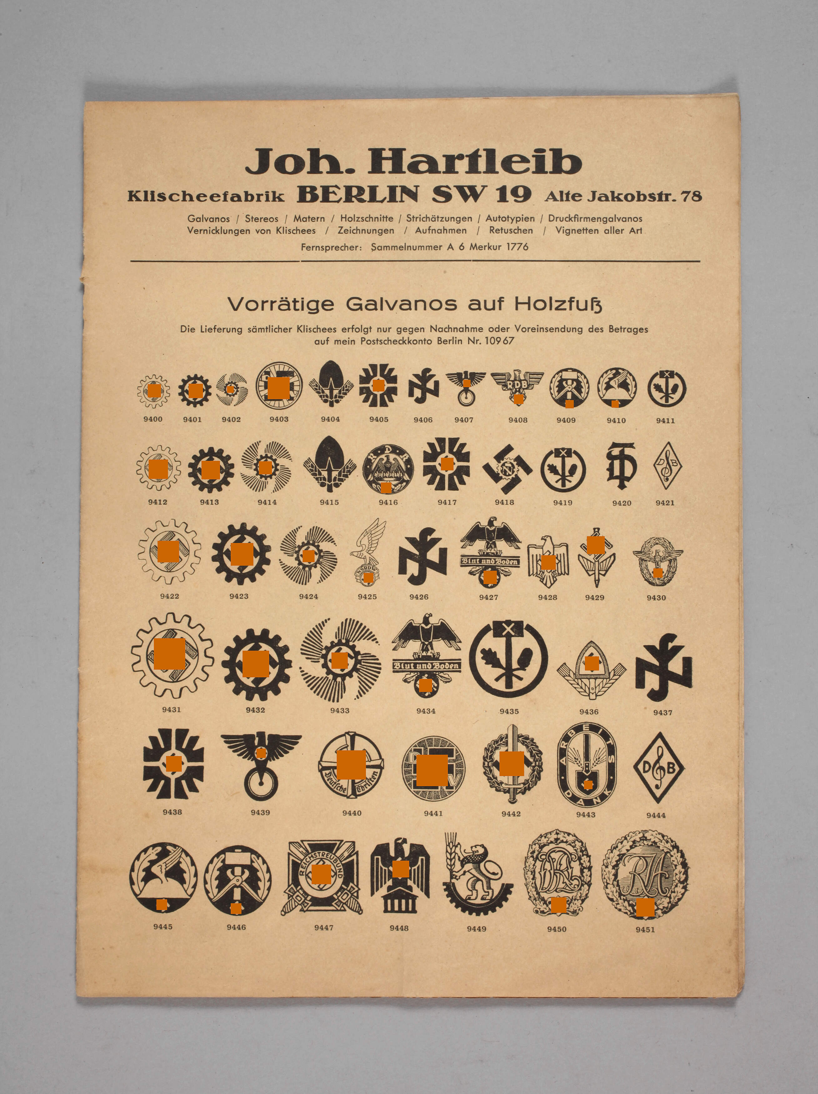 Katalog Klischeefabrik Johann Hartleib Berlin