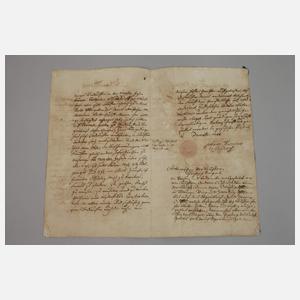 Urkunde Johann Nicolaus von Gersdorff zu Pulsnitz