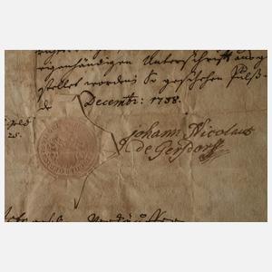 Urkunde Johann Nicolaus von Gersdorff zu Pulsnitz