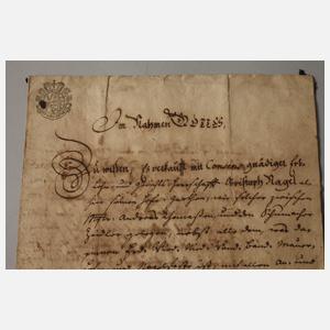 Urkunde Johann Nicolaus von Gersdorff zu Pulsnitz