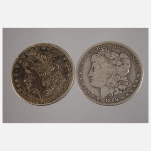 Zwei Silbermünzen USA