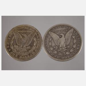 Zwei Silbermünzen USA