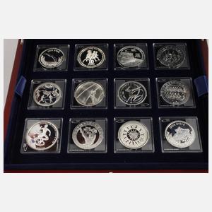 Satz Silbermünzen Olympiade