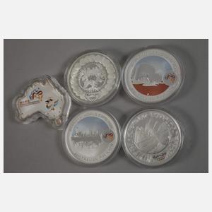 Zehn Silbermünzen Australien Olympiade und Expo