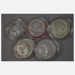 Zehn Silbermünzen Afrika