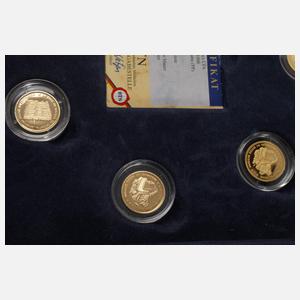 Satz Goldmünzen "Die sieben Weltwunder"