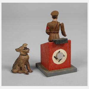 Lineol Massefigur mit Rednerpult und Hund