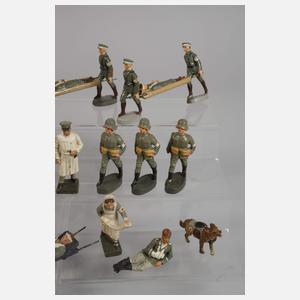 Konvolut Lazarettfiguren und Sanitätszelt