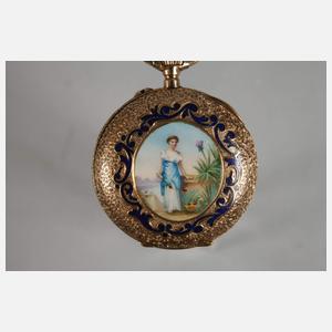 Damentaschenuhr Emaille/Gold