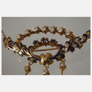 Collier mit Brillanten und Emaille
