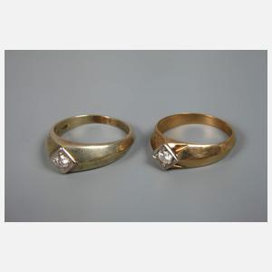 Vier Herrenringe mit Brillanten